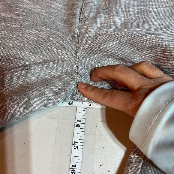 Modern amusement men’s flat front shorts Heathered gray small chino 100% cotton - Picture 5 of 9